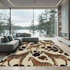 Brown Giraffe Safari Pattern Rug