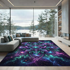 Luminous Galactic Alien Flower Mandala Rug
