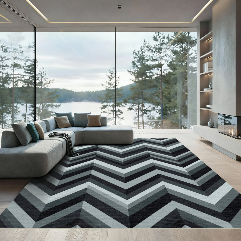 Monochromatic Chevron Geometric Gradient Rug