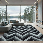 Monochromatic Chevron Geometric Gradient Rug