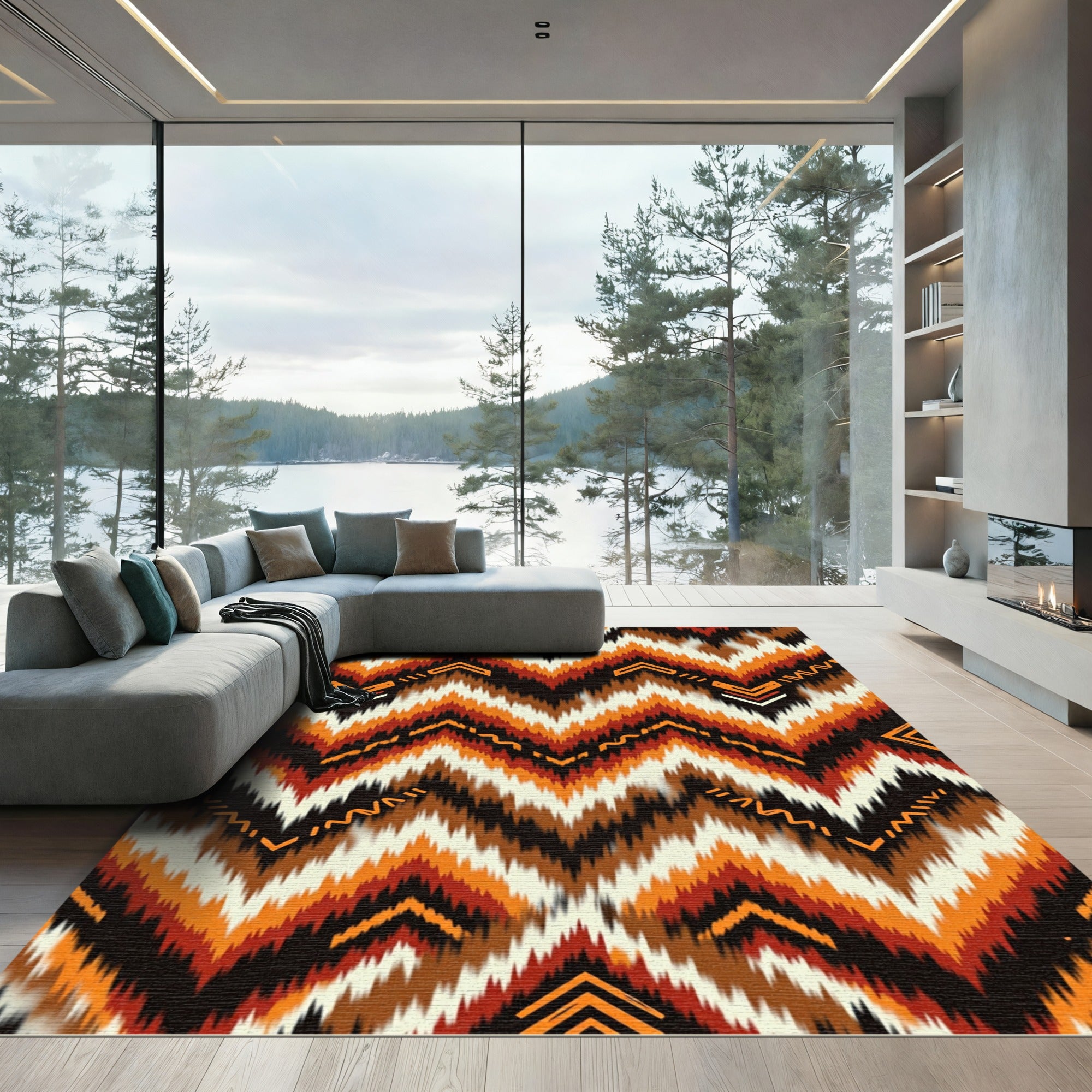 Earthy Tones Chevron Tribal Rug