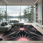 Modern Pink and Charcoal Celestial Burst Rug