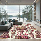 Romantic Pink Roses Garden Scene Rug