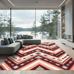 Crimson Arrow Tribal Chevron Rug