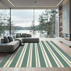 Classic Teal Cream Stripe Rug