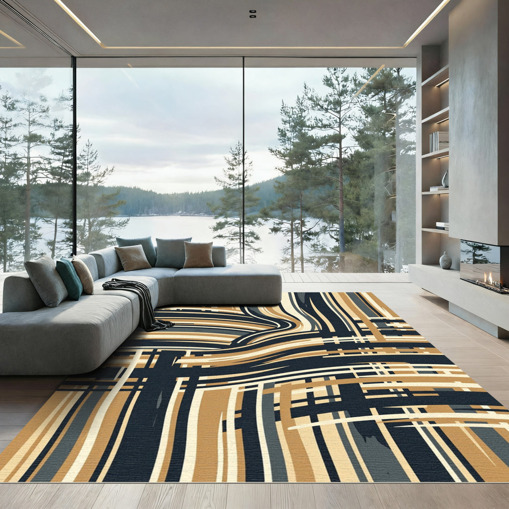 Earthy Tone Intertwined Stripes Rug