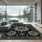 Monochromatic Sunburst Geometric Tribal Rug