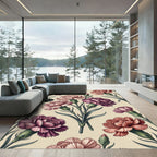 Elegant Vintage Carnation Floral Bouquet Rug