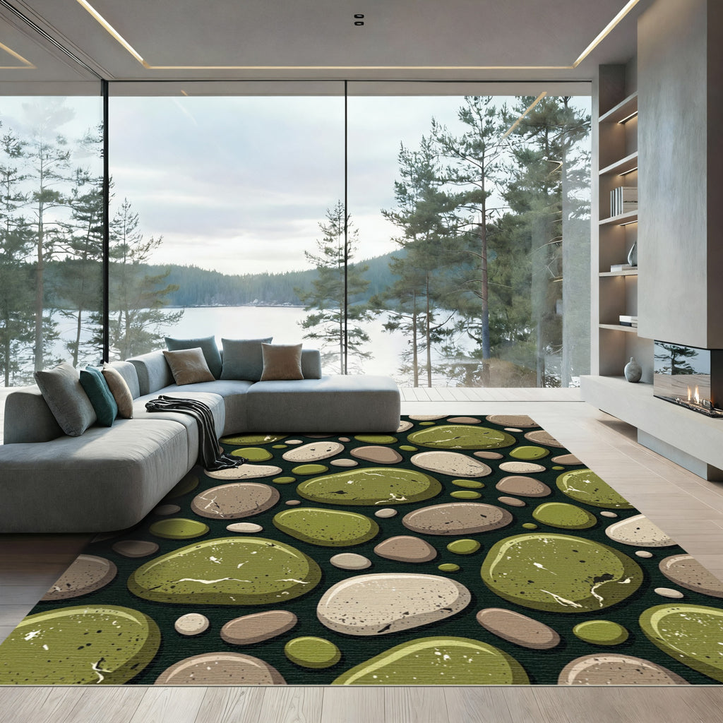 Organic Pebble Cluster Earth Tones Rug