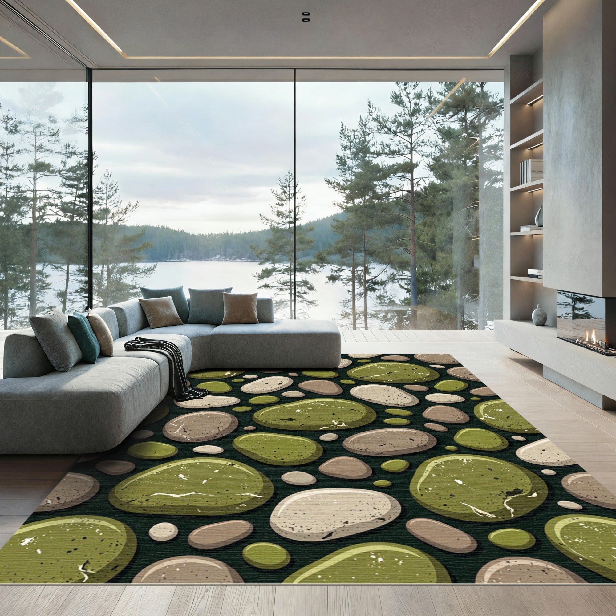 Organic Pebble Cluster Earth Tones Rug