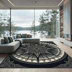 Monochromatic Ornate Star Mandala Medallion Rug