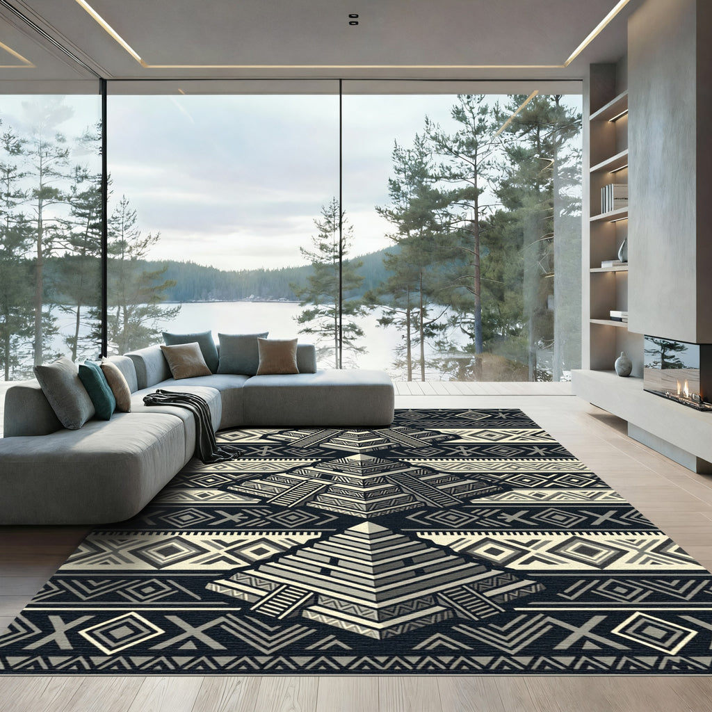 Monochromatic Aztec Pyramid Geometric Step Rug