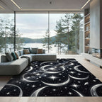 Celestial Crescent Moon And Starry Night Rug
