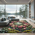 Romantic Tea Rose Floral Wreath Rug