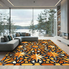 Orange Geometric Star Burst Rug