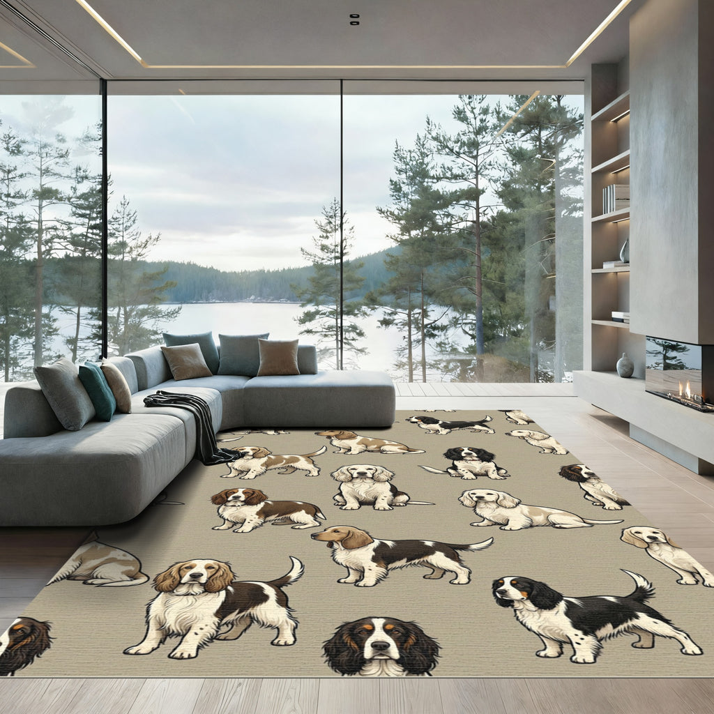 Charming Spaniel Dog Cream Neutral Rug