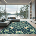 Elegant Jade Lotus Cloud Medallion Rug