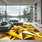 Golden Geometric Abstract Triangle Mosaic Rug