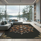 Ornate Bronze Metallic Iron Flower Medallion Rug