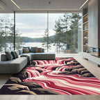 Deep Crimson Cascading River Rug
