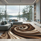 Rich Brown Creamy Swirl Rug