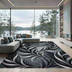 Charcoal Whimsical Feather Ensemble Rug
