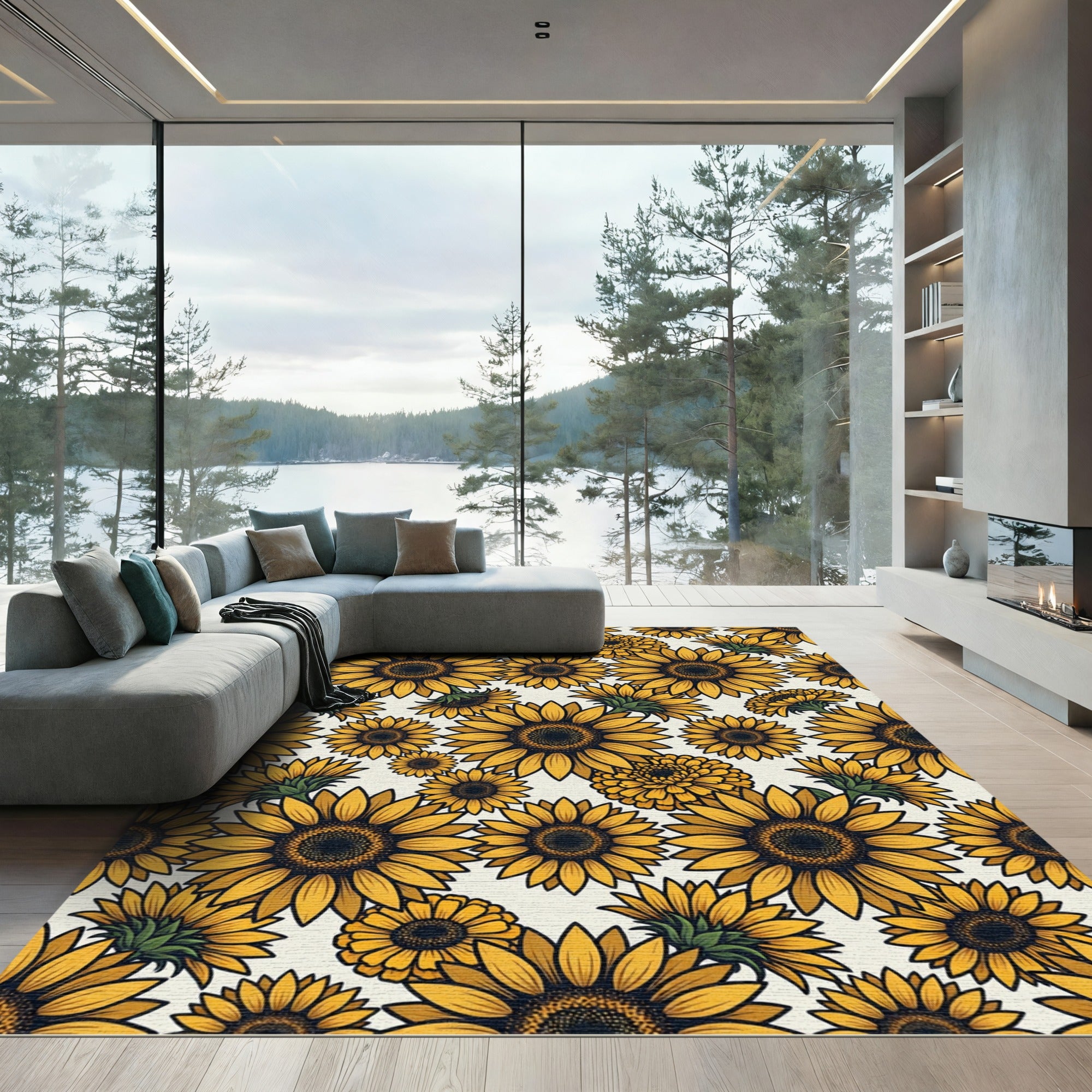 Golden Yellow Sunflower Bounty Rug
