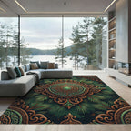 Embossed Bronze Pine Branch Medallion Rug