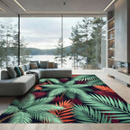 Tropical Palm Frond Foliage Burst Rug