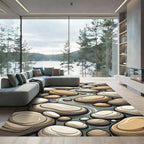 Earthy Tones River Stone Stream Rug