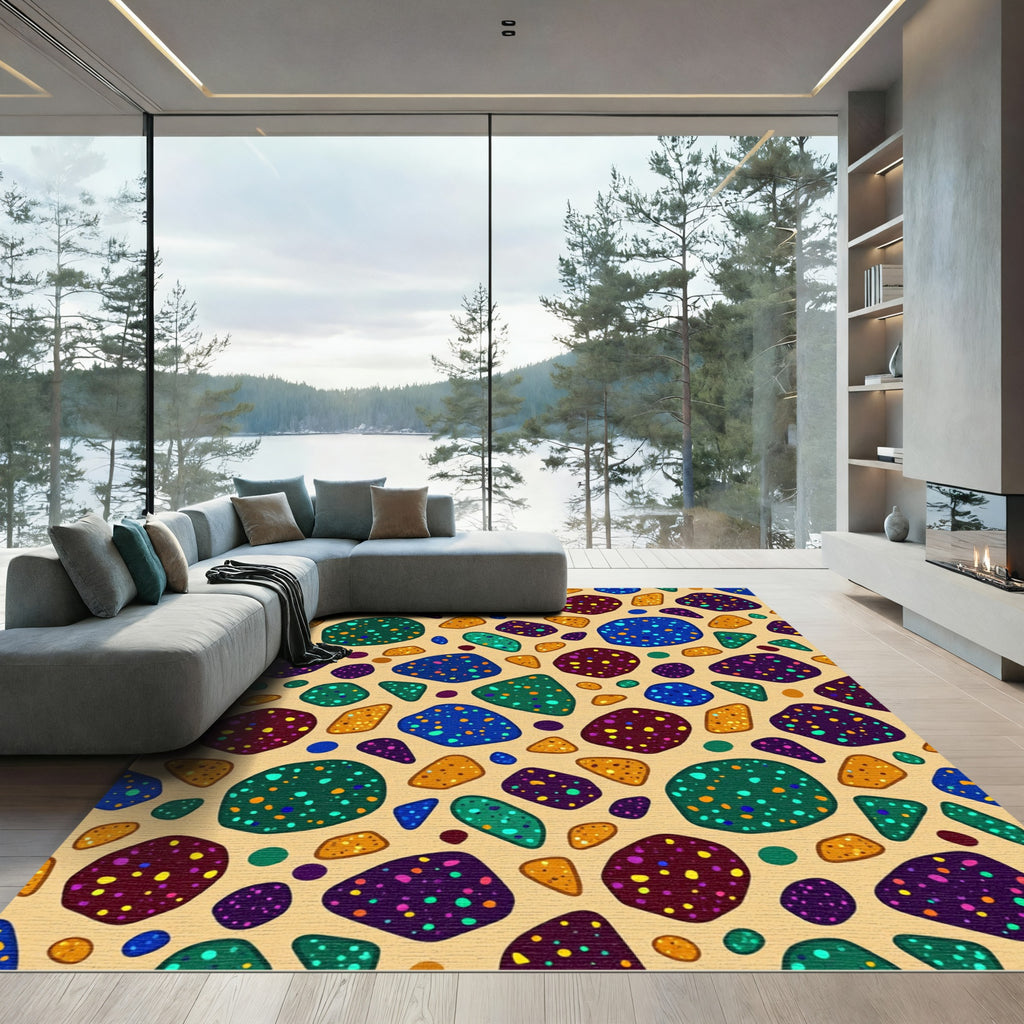 Multicolor Terrazzo Speckled Abstract Stone Rug