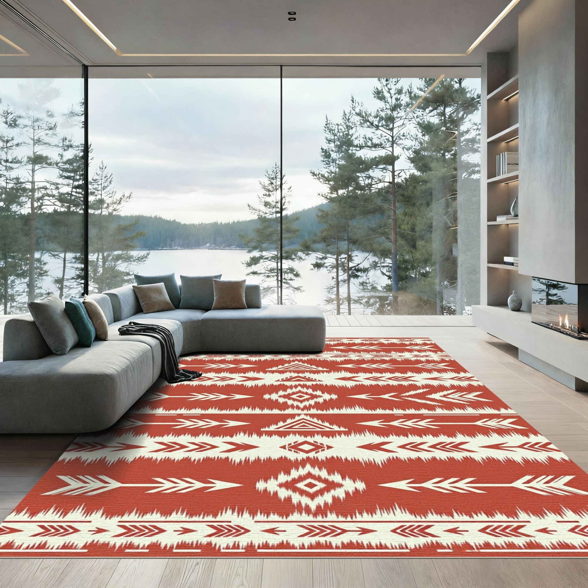 Terracotta Arrow Geometric Tribal Rug