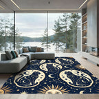 Celestial Mystic Black Cat Starry Sky Rug