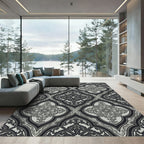 Elegant Gray Quatrefoil Medallion Repeat Rug