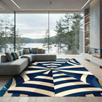 Navy and Cream Nautical Striped Umbrella Rug
