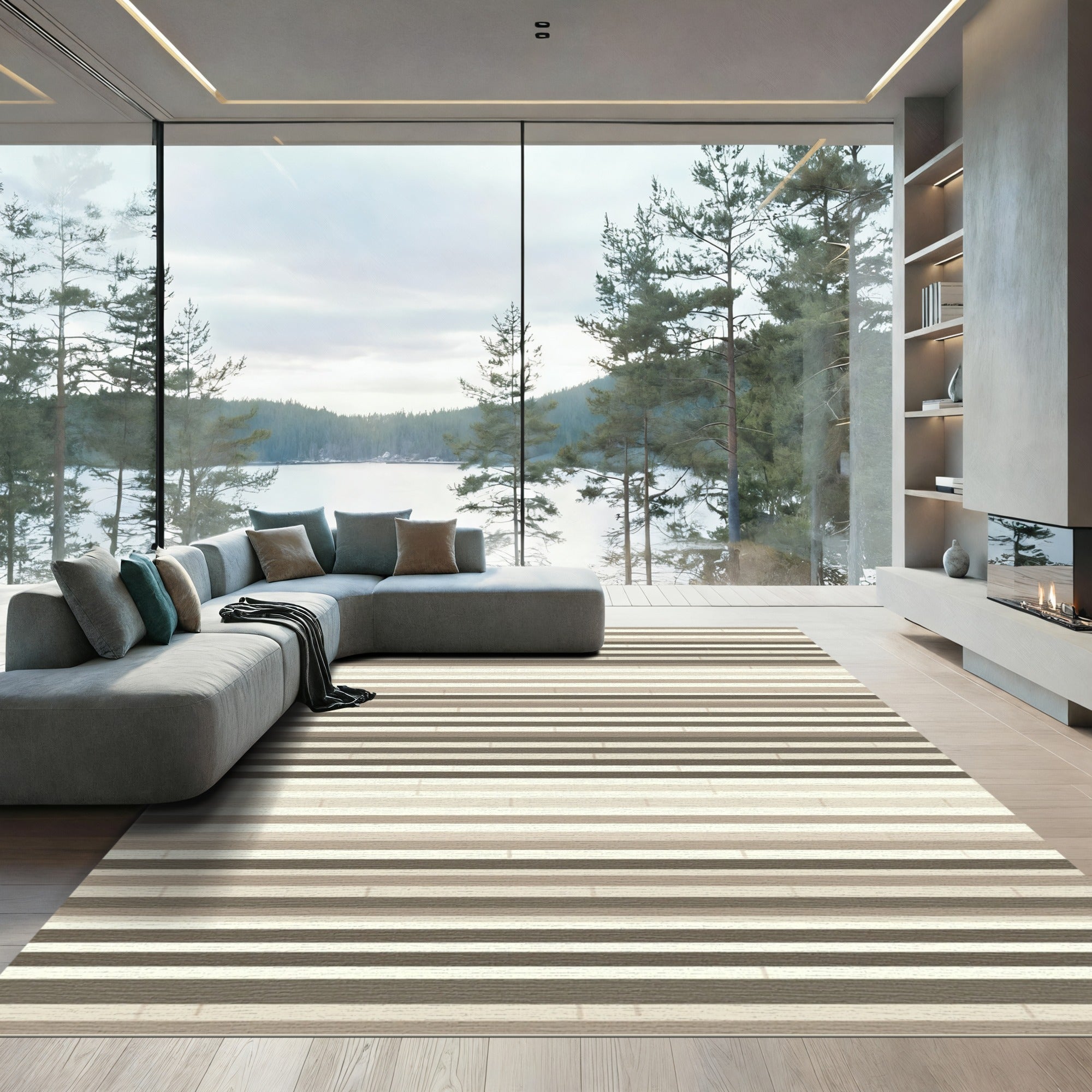 Neutral Horizontal Stripe Rug