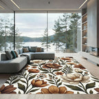 Rich Bronze Floral Botanical Arrangement Rug
