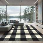 Monochrome Gingham Black and White Checkered Rug