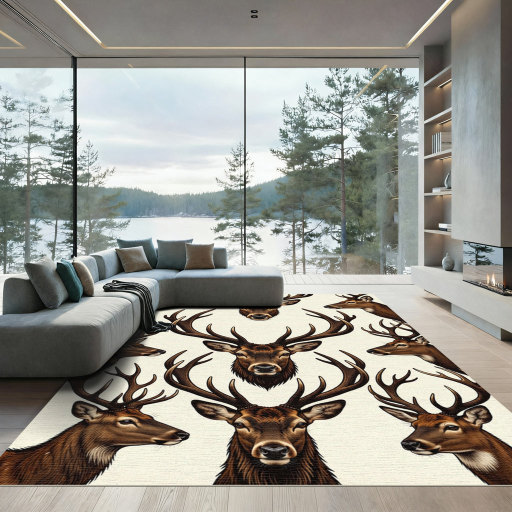 Majestic Woodland Stag Portrait Rug