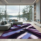 Abstract Purple Brushstroke Swirl Landscape Rug