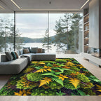 Lush Golden Fern and Moss Forest Rug