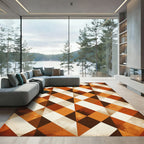 Mid-Century Burnt Orange Geometric Diamond Rug