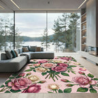 Pink Cream Rose Garden Bouquet Rug