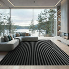 Deep Charcoal Vertical Plank Overlay Rug