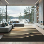 Minimalist Neutral Wavy Gradient Landscape Rug