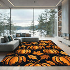 Autumn Harvest Pumpkin and Maple Leaf Rug