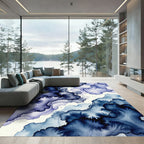 Deep Indigo Feather Fluid Wash Rug