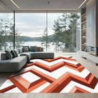 Modern Geometric Terracotta Zigzag Art Rug