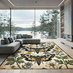 Whimsical Muted Floral Butterfly Garden Rug