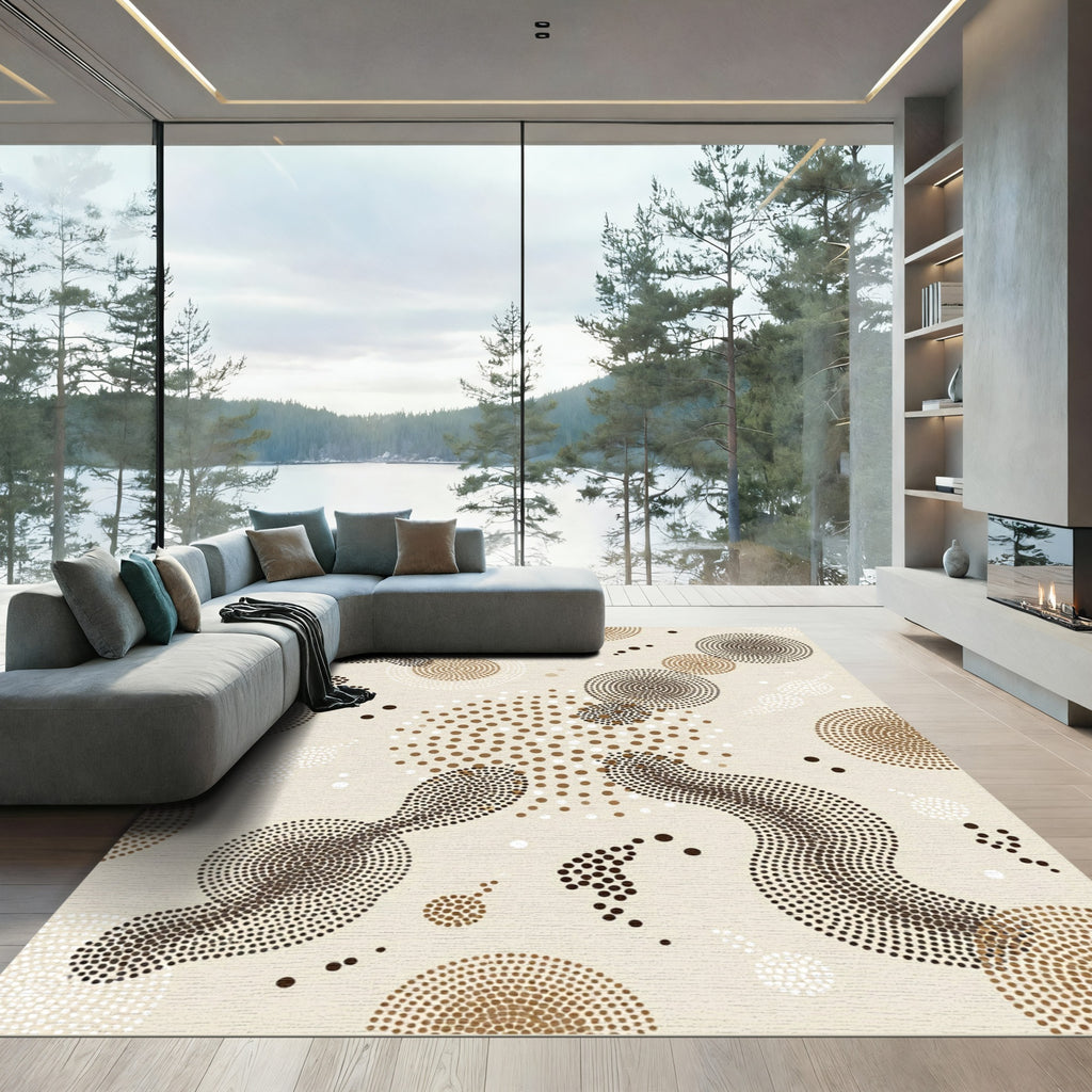 Organic Dot Circles Earth Tones Rug